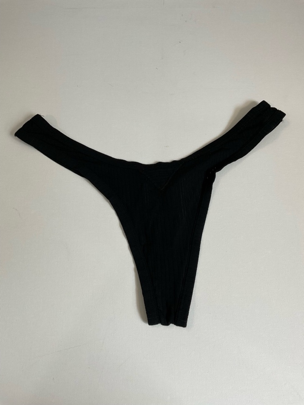 Black Ribbed Thong panties